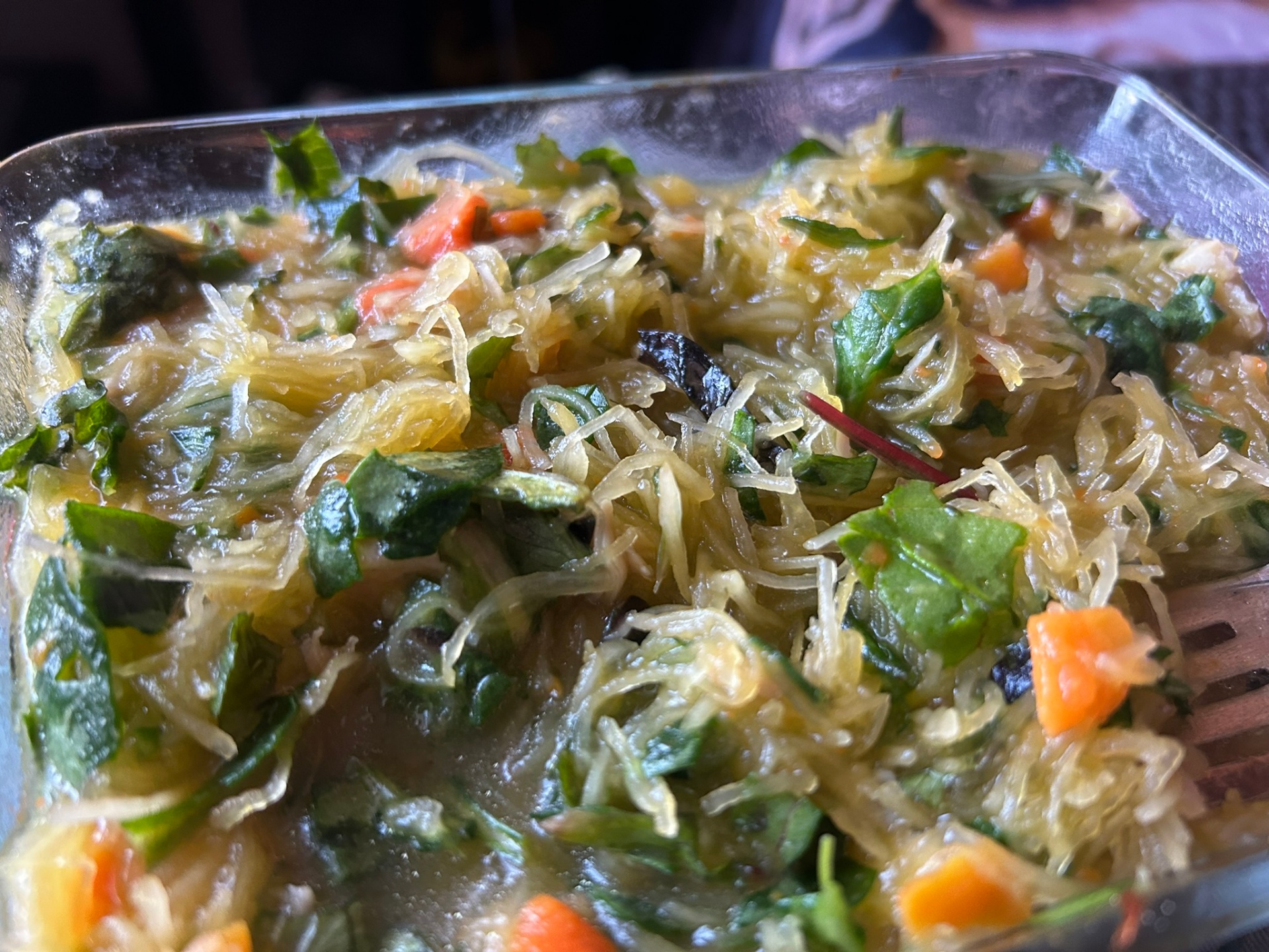 Fresh vegetable and herb noodle dish